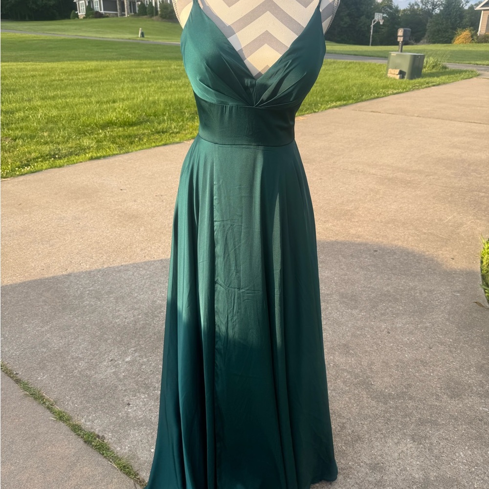 Cinderella Green Maxi Dress Spaghetti Strap V-Neck Prom